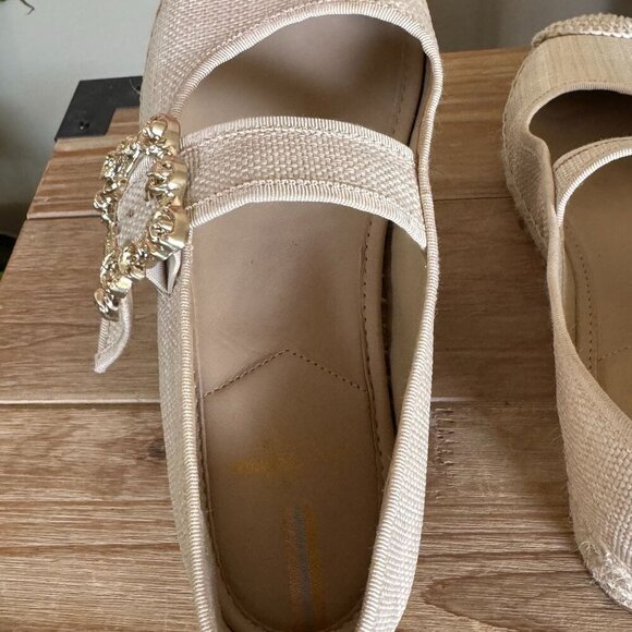 Sam Edelman Maddy Espadrille Mary Jane Light Natural Basket Weave Flats Size 8 - Picture 11 of 17
